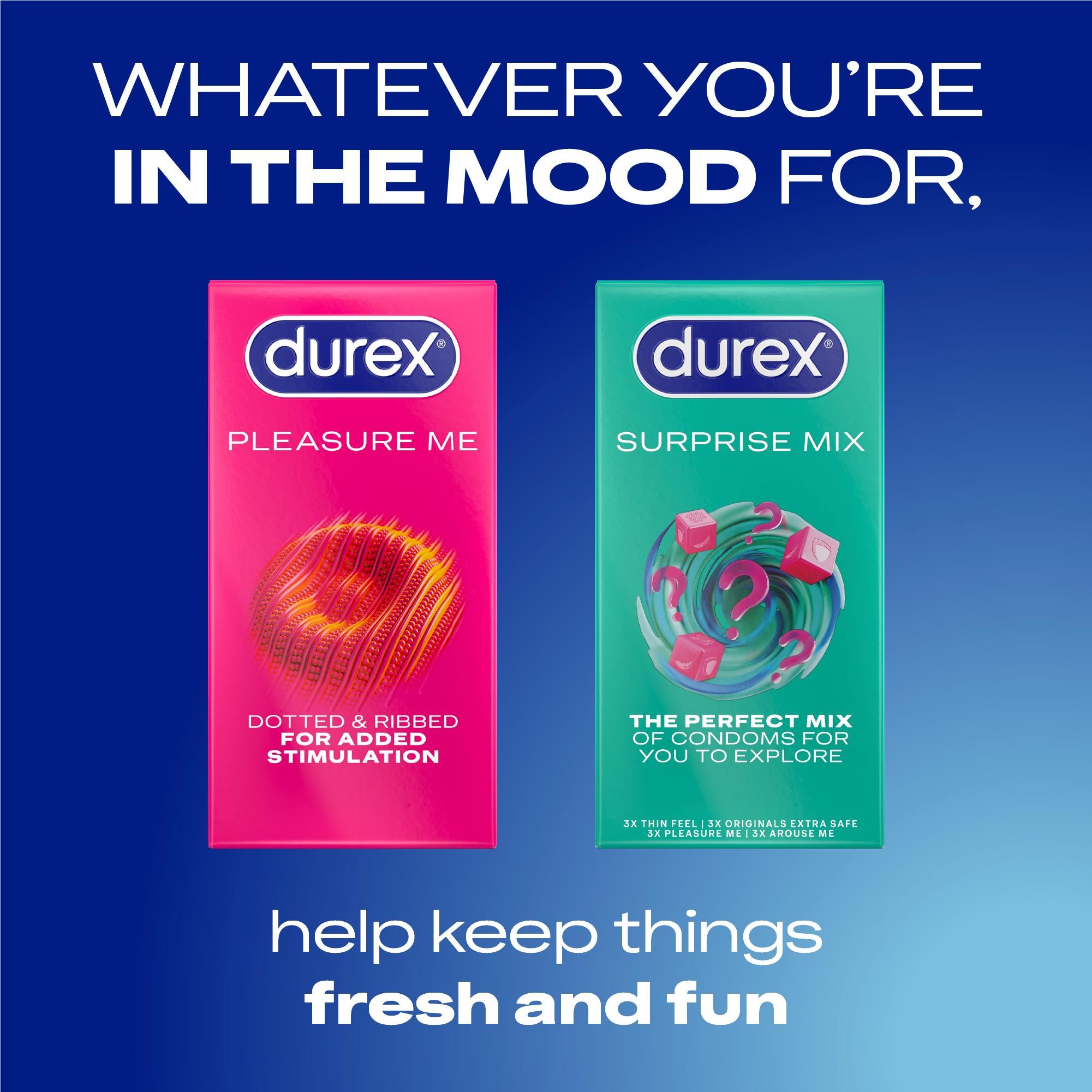 Durex Pleasure Me ribbed and dotted condoms x20, UK version
