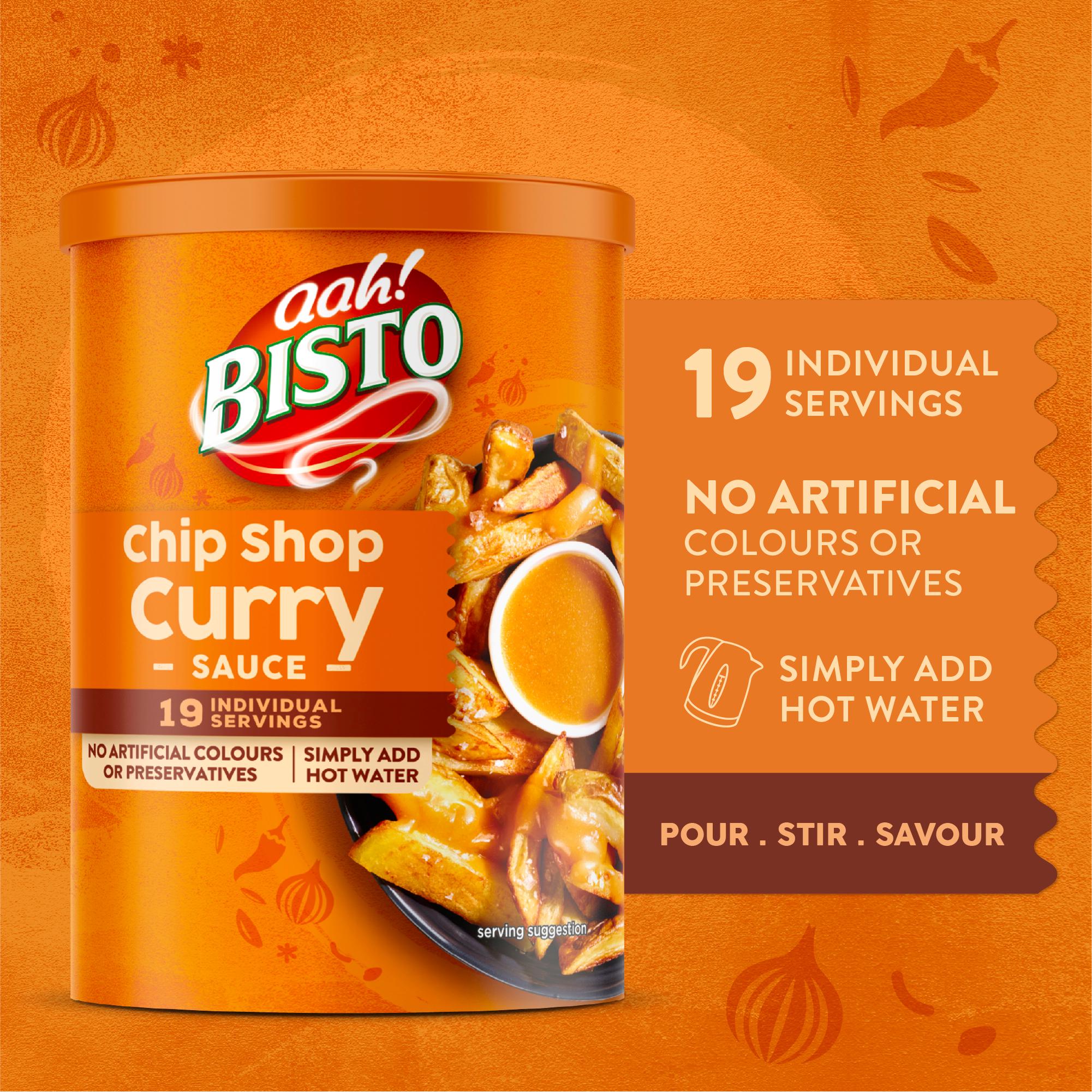 Bisto Chip Shop Curry Sauce Mix, imported from the UK