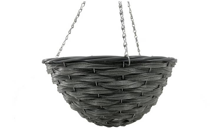 Terrastyle 35cm Rattan Slate Hanging Basket - Set Of 2