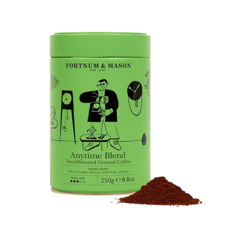 Fortnum's Anytime Blend decaffeinated ground coffee 250g tin, UK version