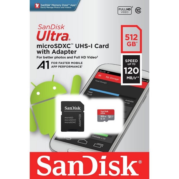 SanDisk Ultra microSD memory card 512GB (British brand)