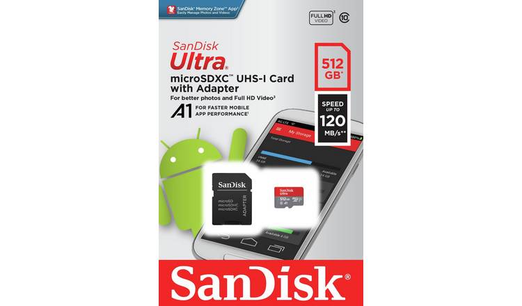 SanDisk Ultra microSD memory card 512GB (British brand)