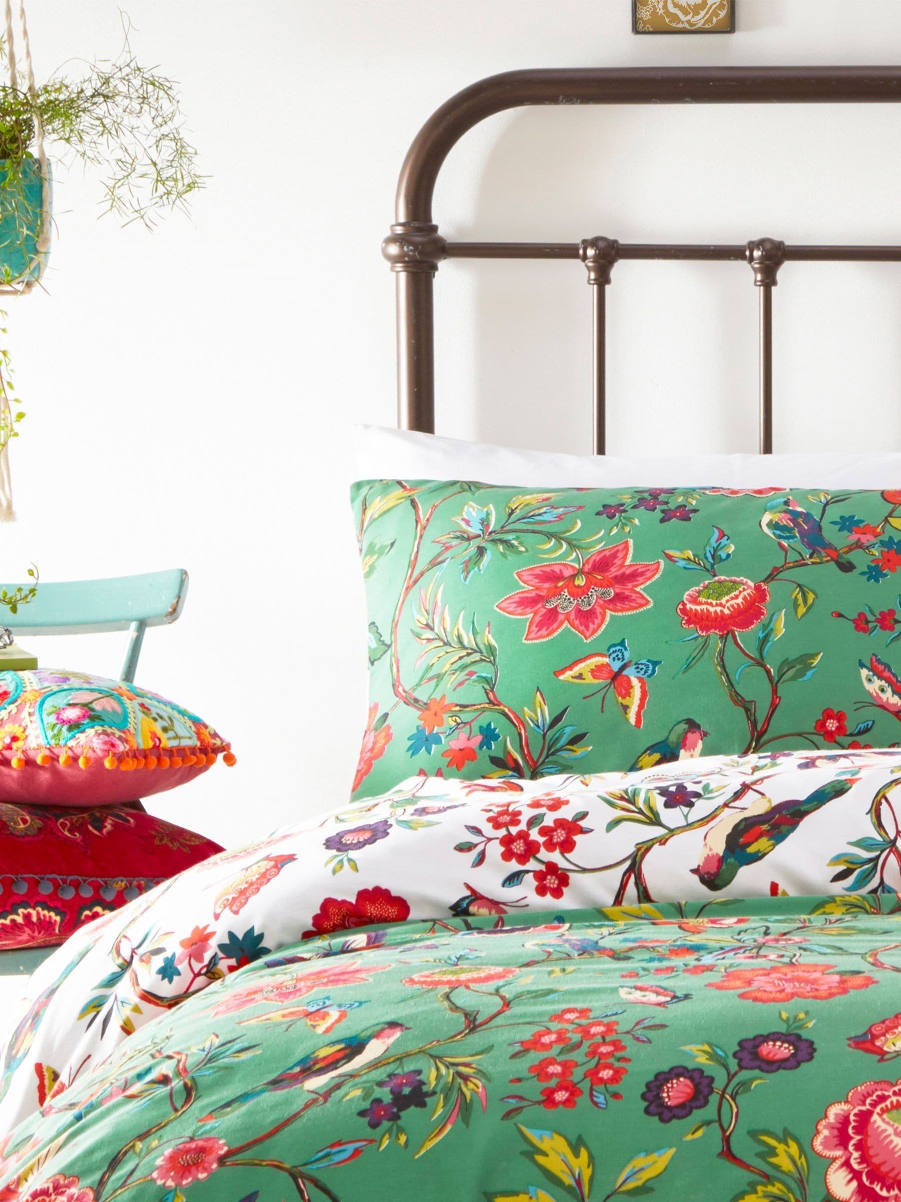 Furn Green reversible floral duvet cover and pillowcase set - British product