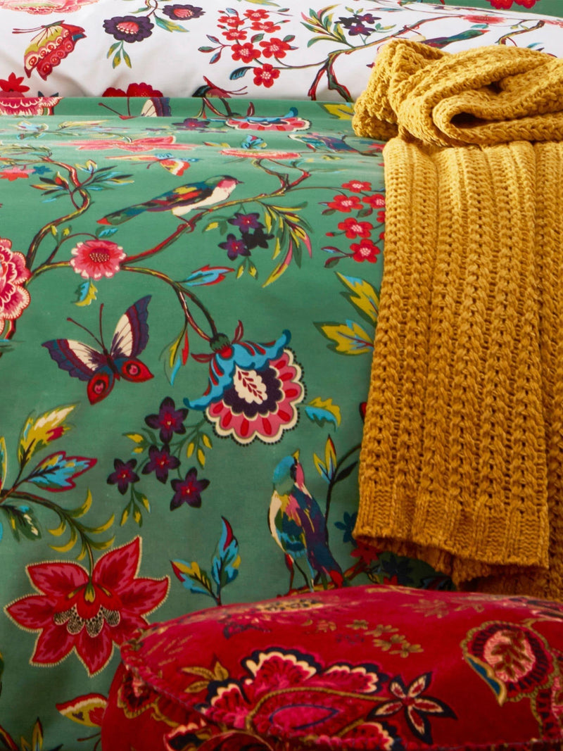 Furn Green reversible floral duvet cover and pillowcase set - British product