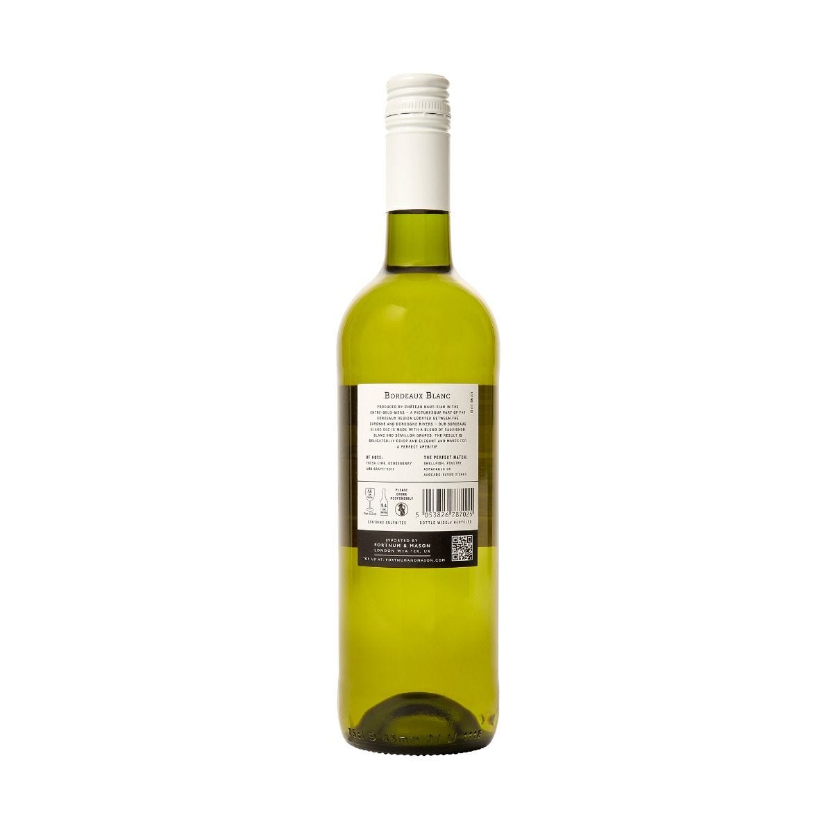 Fortnum's Bordeaux Blanc Sec white wine 75cl, UK version