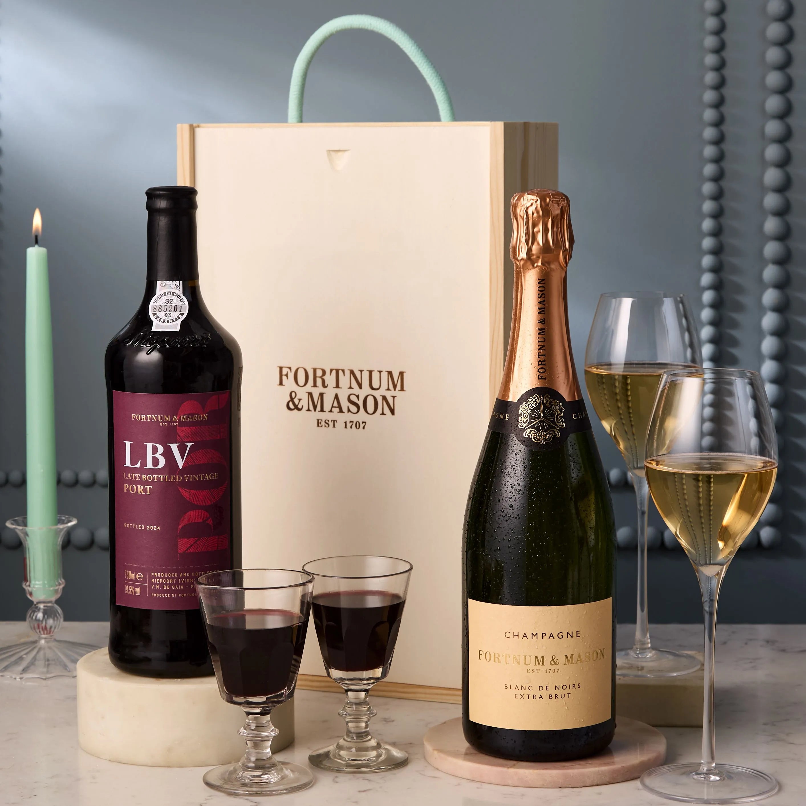 Fortnum's Champagne and Port gift box 75cl each - British product