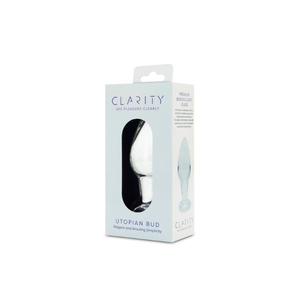 Clarity glass butt plug Utopian Bud 3.5 inches, imported from the UK