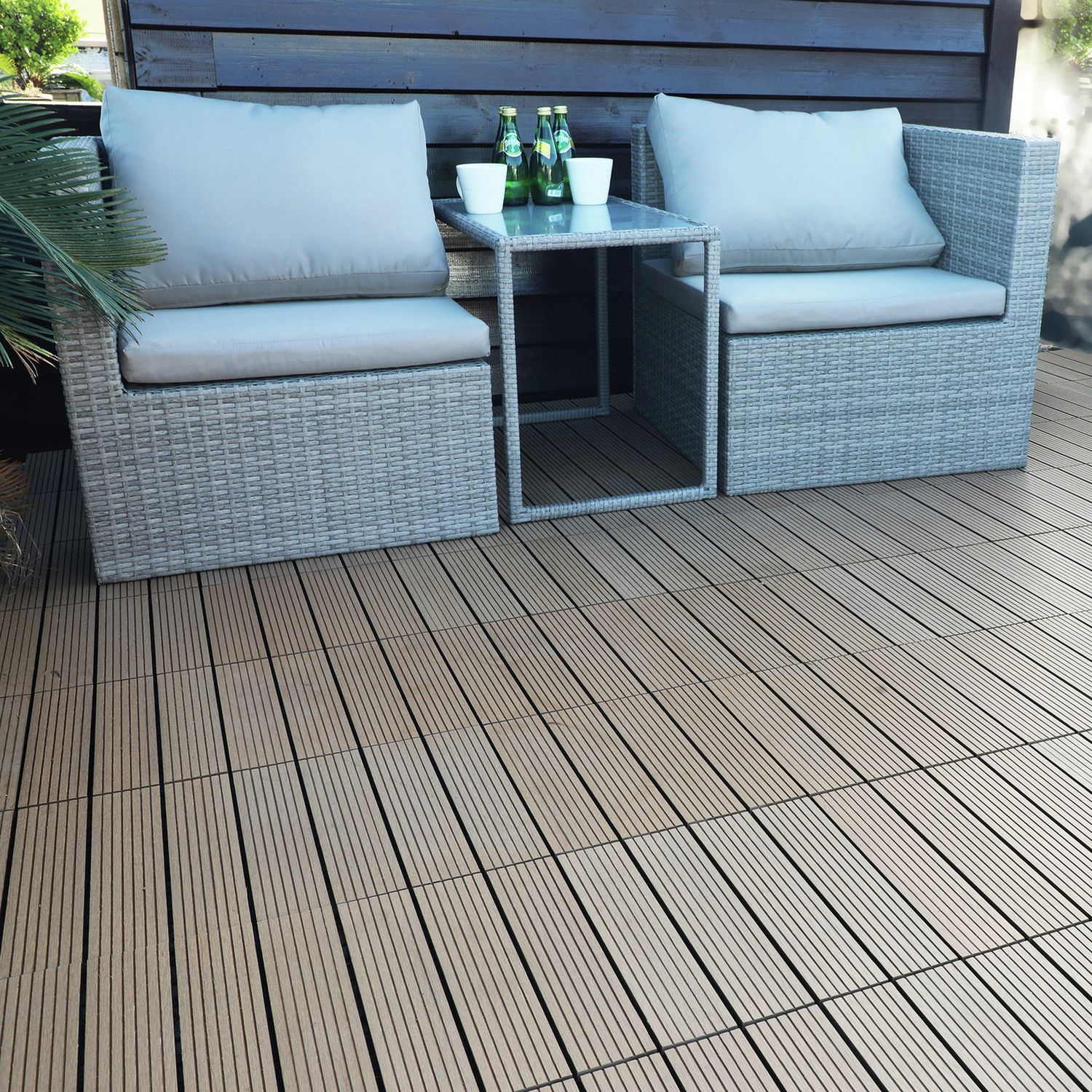 Workpro composite decking tiles Brown-Slatted 4 pieces (British brand)