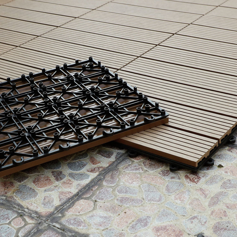 Workpro composite decking tiles Brown-Slatted 4 pieces (British brand)