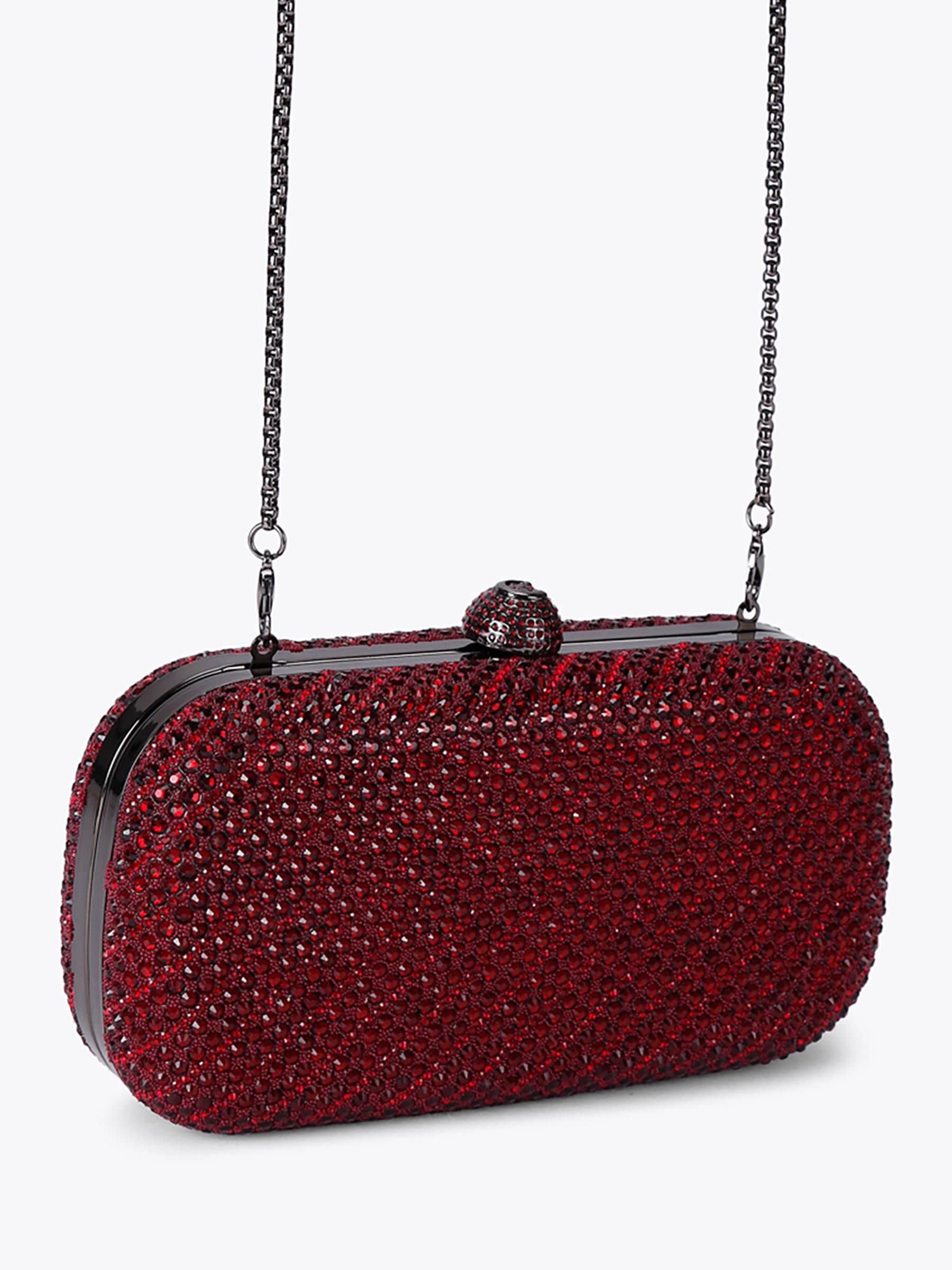 Carvela Cecilia hard clutch bag white faux pearls crystals silver trims (British brand)