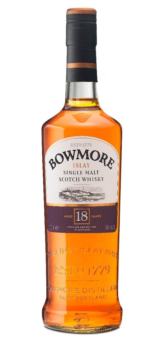Bowmore Scotch whisky 18 Year Old 70cl, imported from the UK