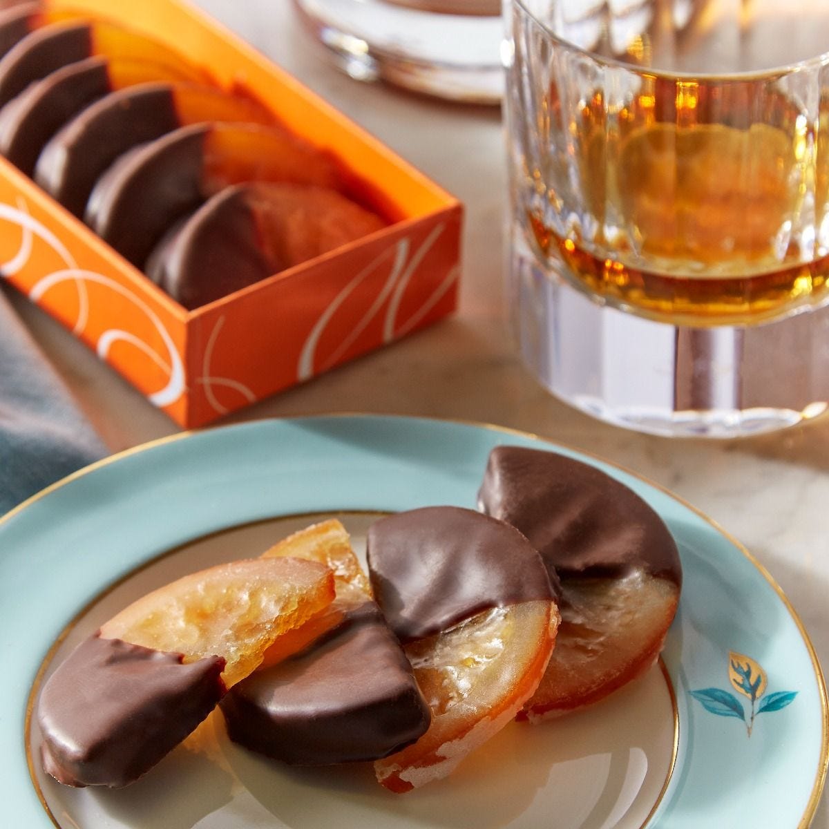 Chocolate-dipped orange slices with dark chocolate, 140g - British product