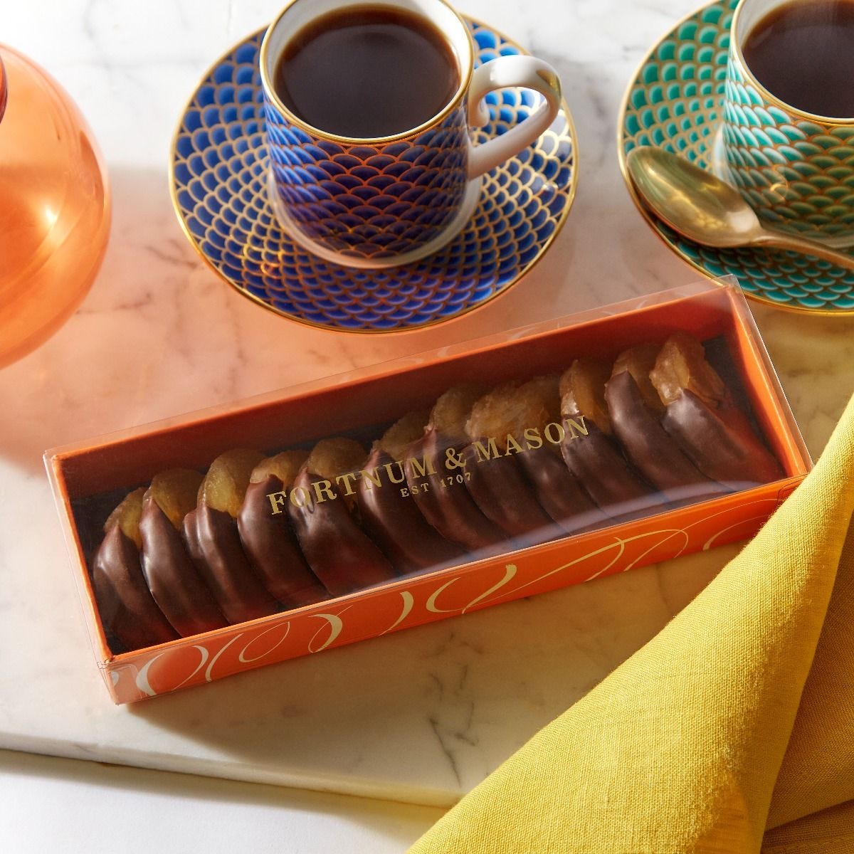 Fortnum's chocolate-dipped lemon slices 140g, imported from the UK