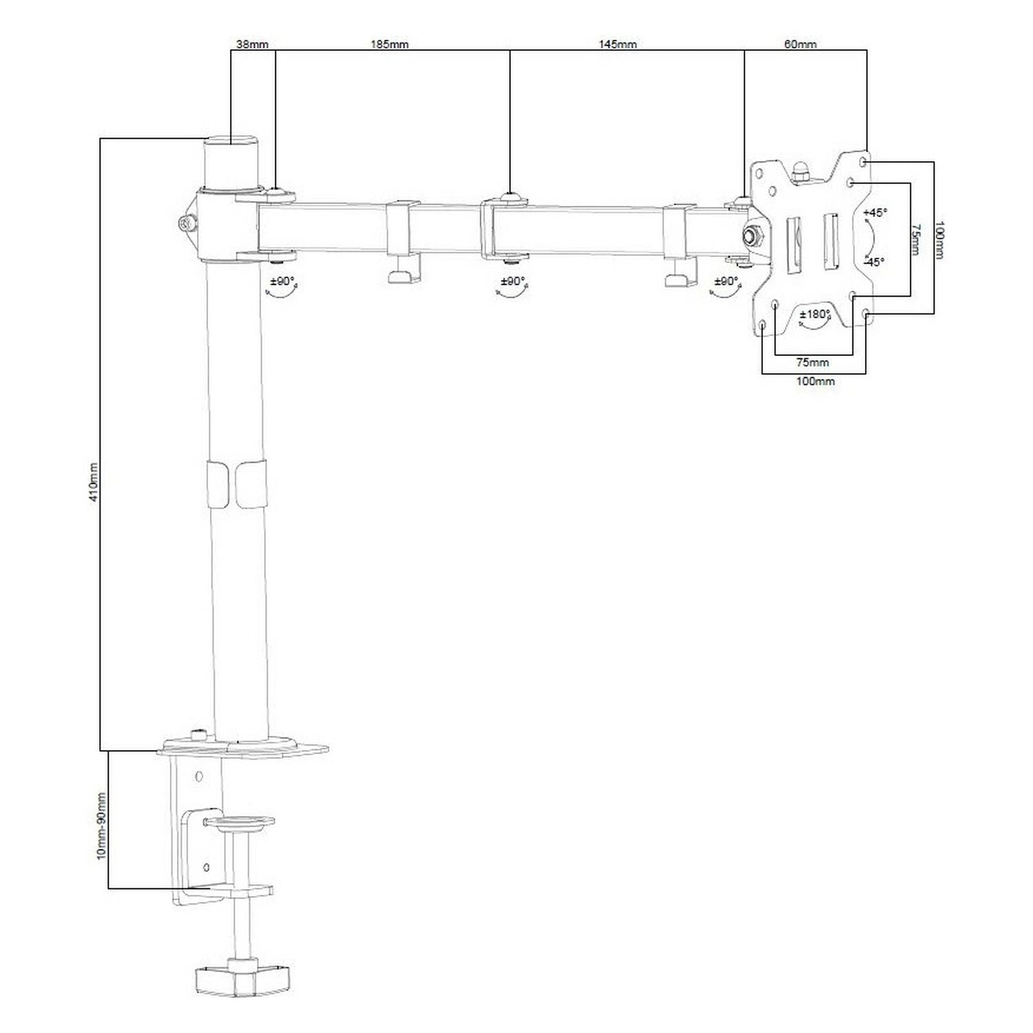 ProperAV swing arm monitor mount black 34 inch - British product
