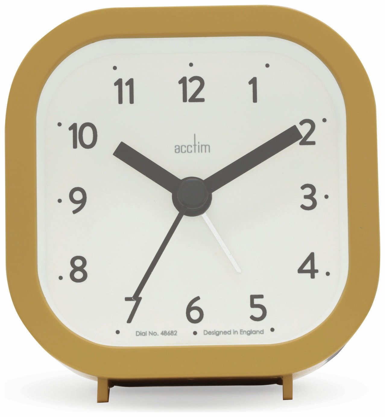 Acctim analogue alarm clock in mustard - British product