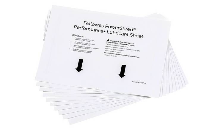 Fellowes shredder oil sheets, pack of 10, imported from the UK