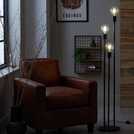Habitat exposed bulb 3 light floor lamp black, UK version