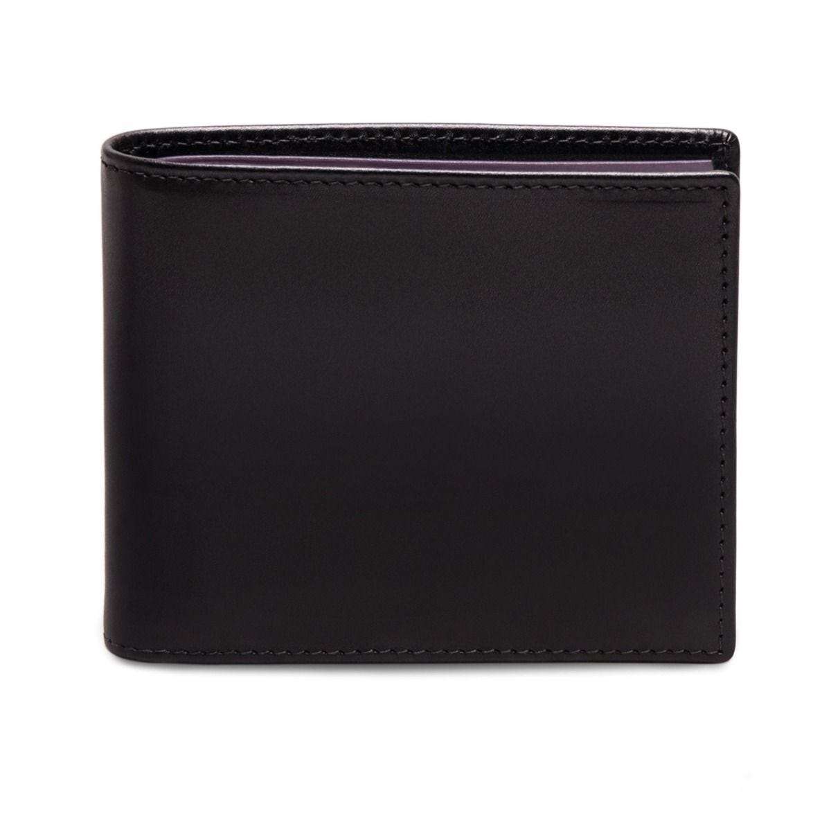 Ettinger billfold wallet black and purple leather, UK version