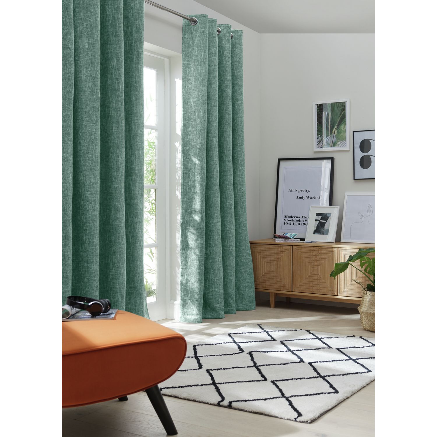 Habitat Blackout Eyelet Curtains Forest Green 168x183cm, UK version