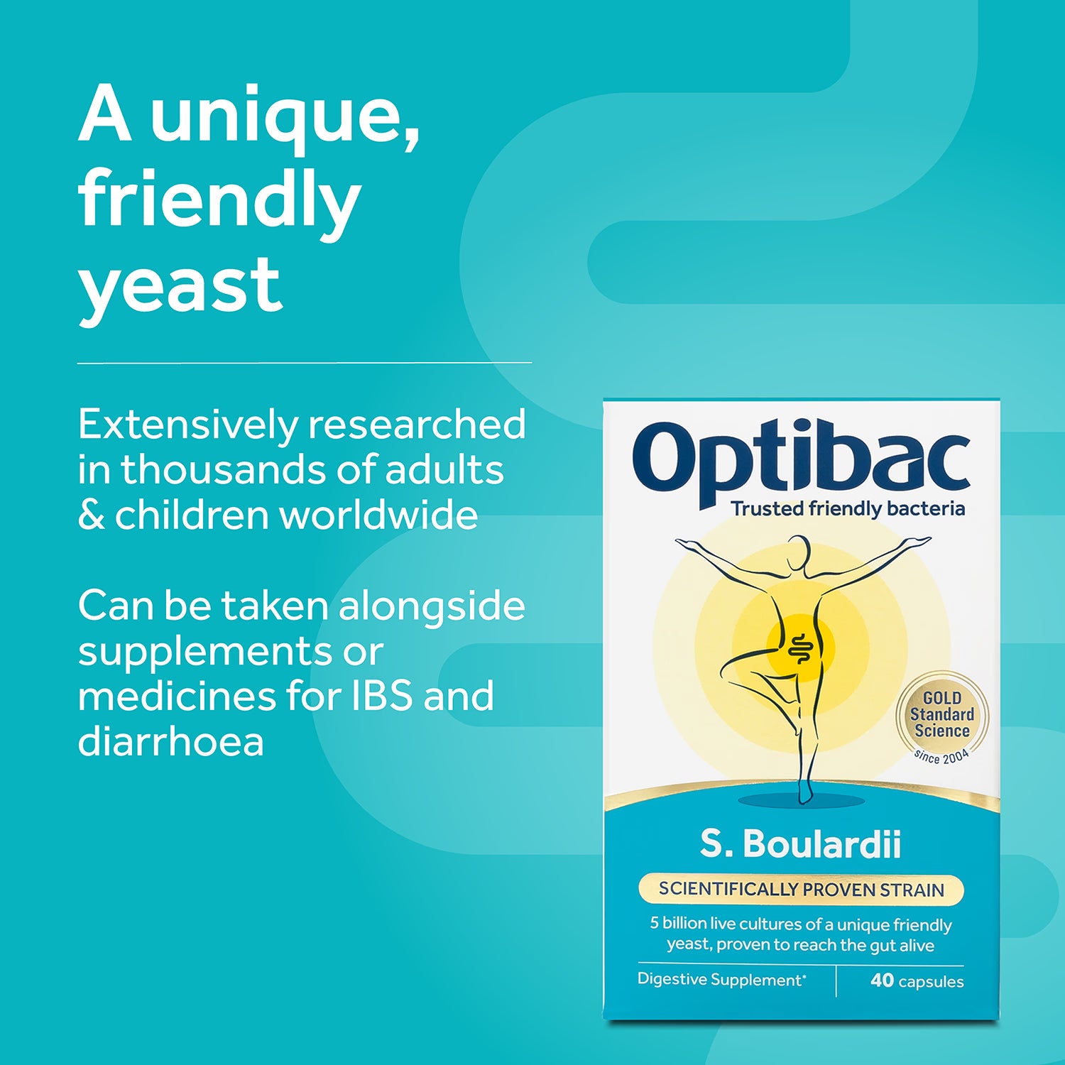 Optibac Saccharomyces Boulardii probiotic supplement 40 capsules - British product