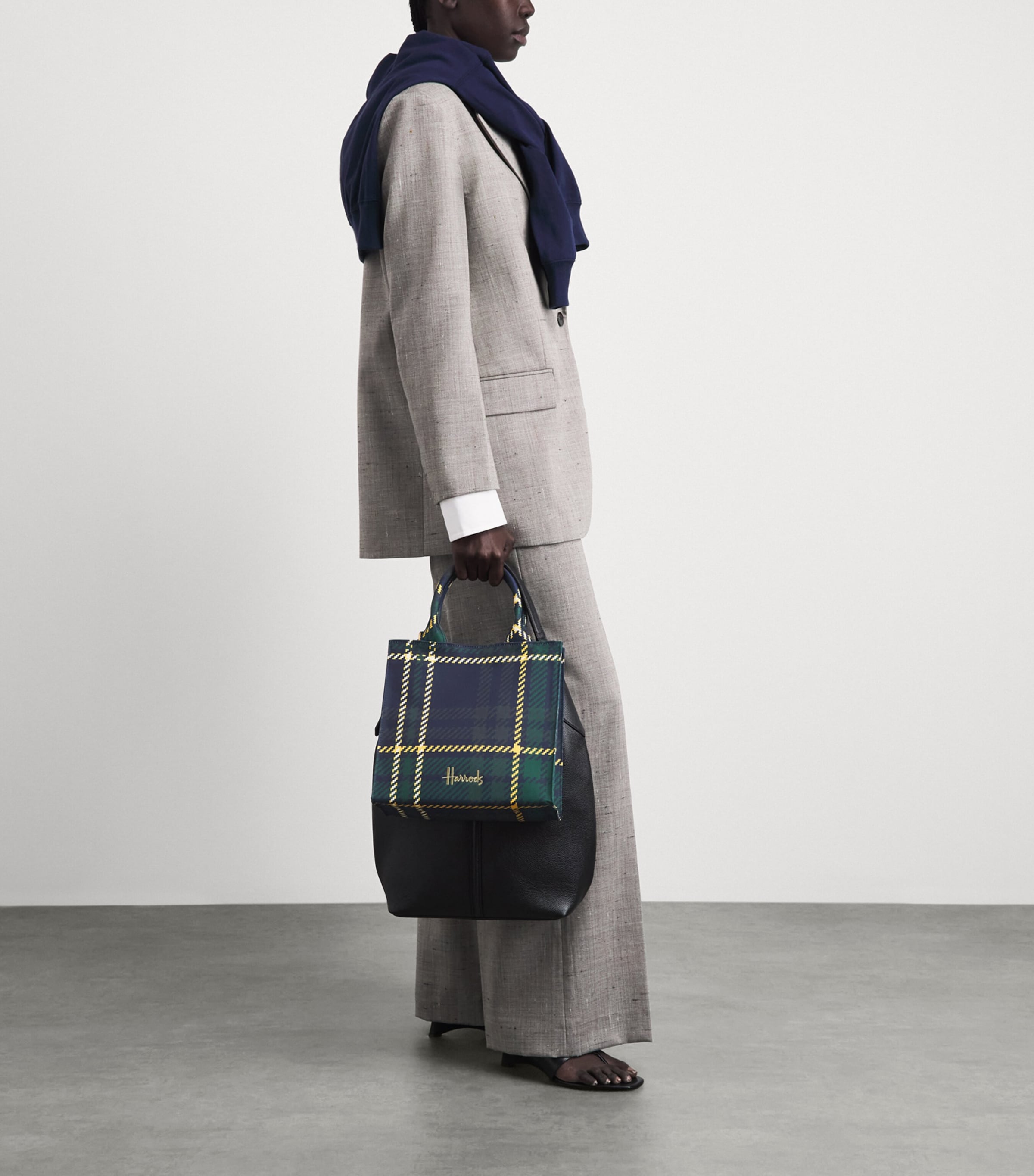 Harrods small tartan tote bag cotton canvas - British product