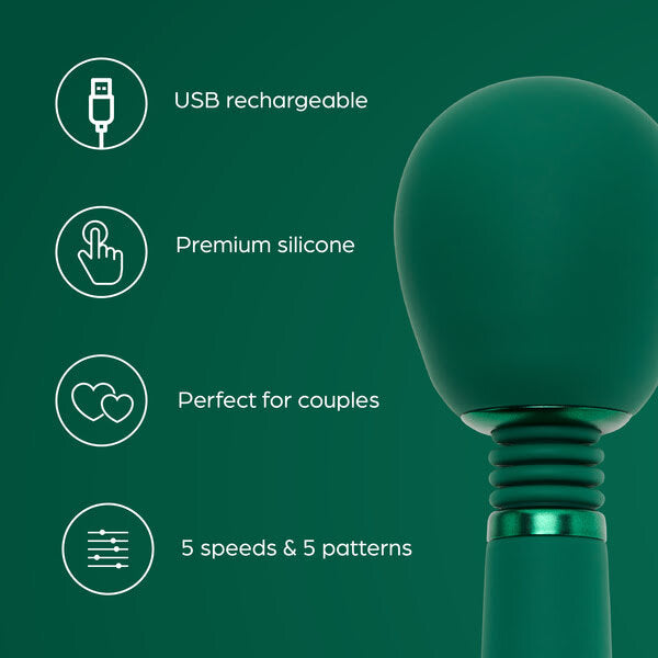 So Divine rechargeable Wonder Wand massager in green (British brand)