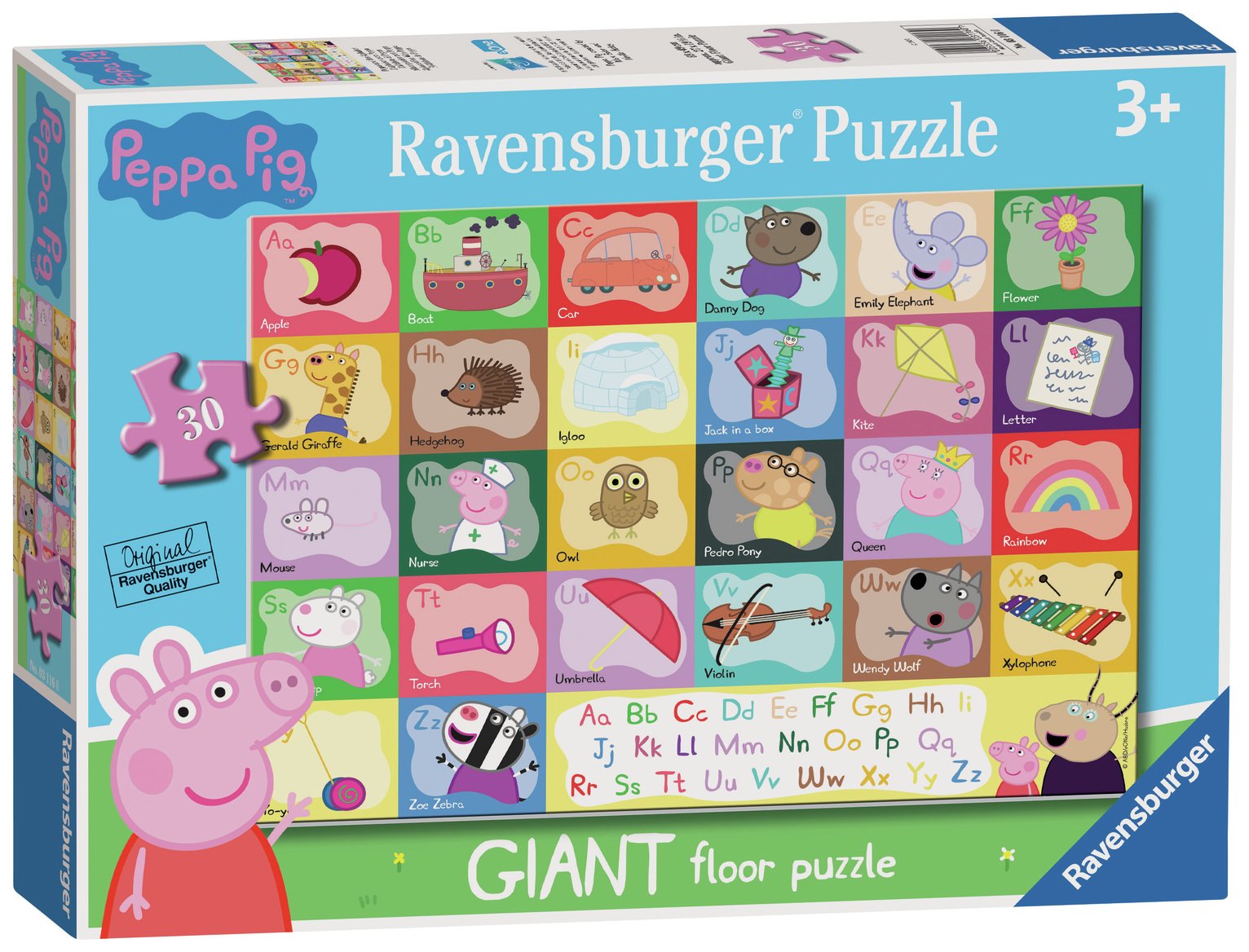 Ravensburger Peppa Pig Alphabet Giant Floor Puzzle 24 piece, imported from the UK