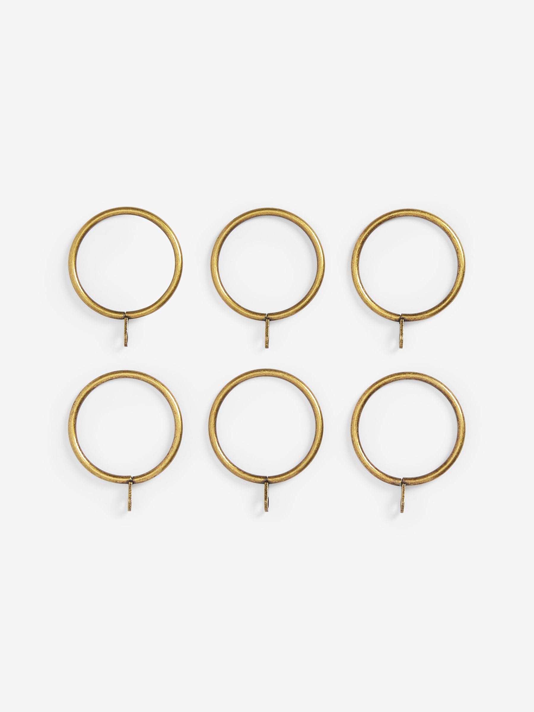 Antique brass curtain pole rings 28mm 6 pack, UK version