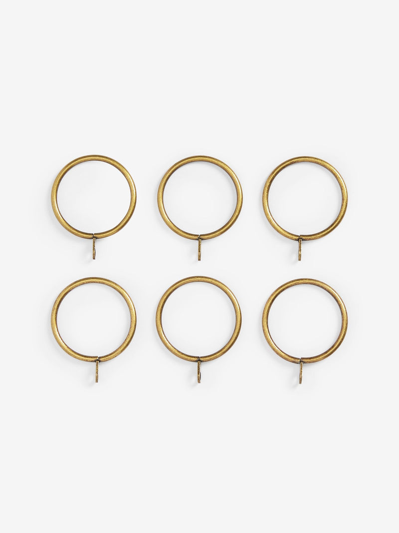 Antique brass curtain pole rings 28mm 6 pack, UK version