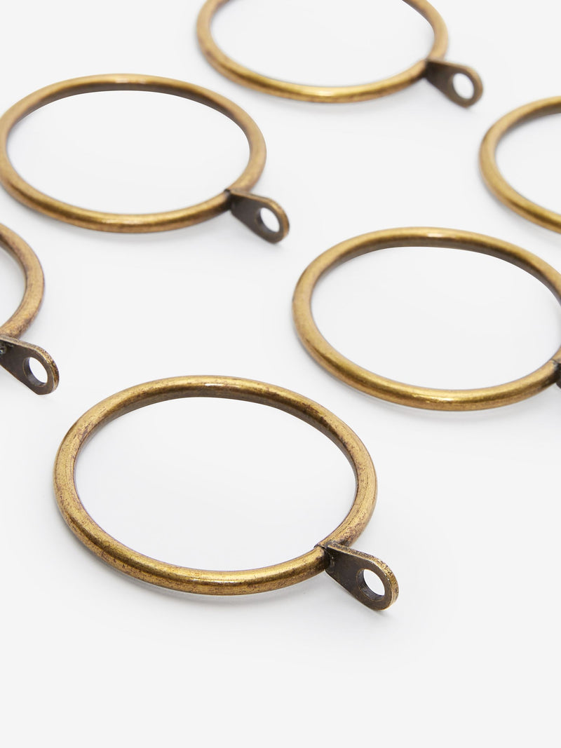 Antique brass curtain pole rings 28mm 6 pack, UK version