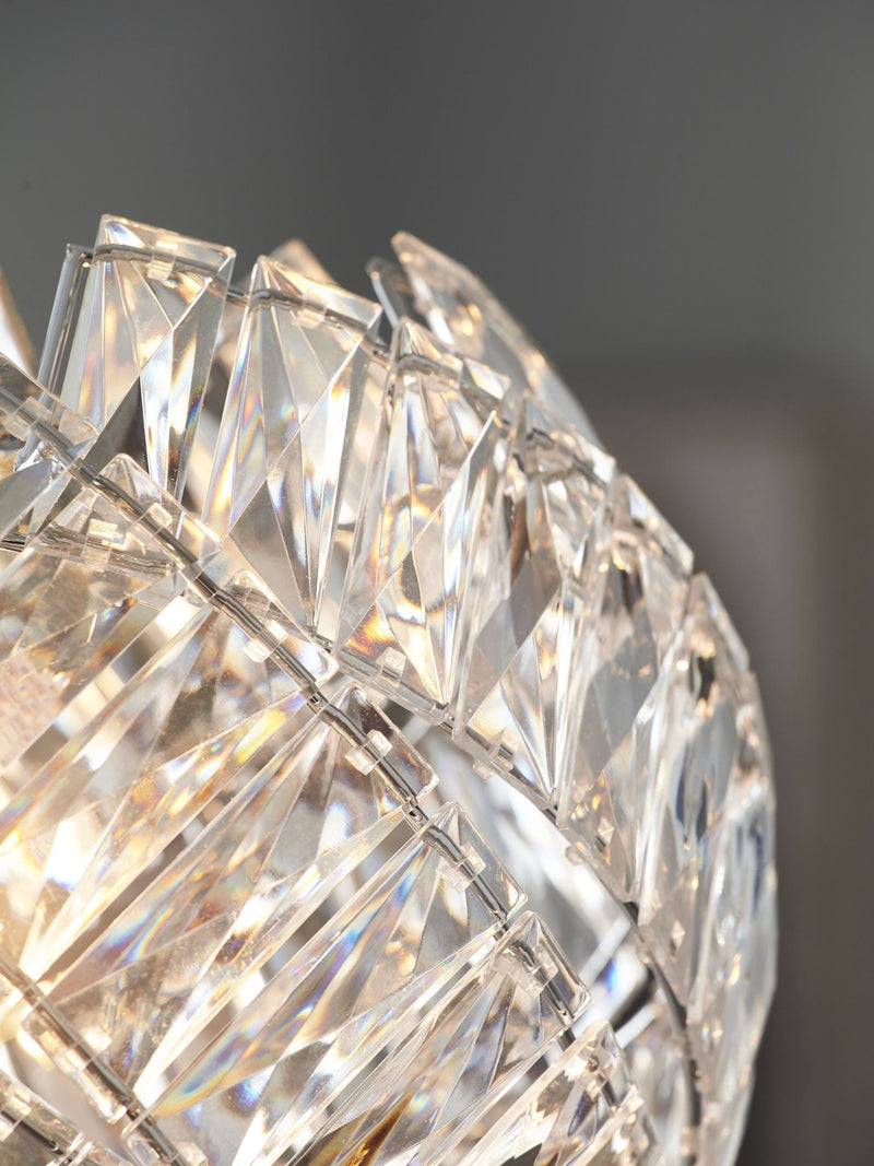 Chrome Belgravia ceiling light with faceted bead design, imported from the UK