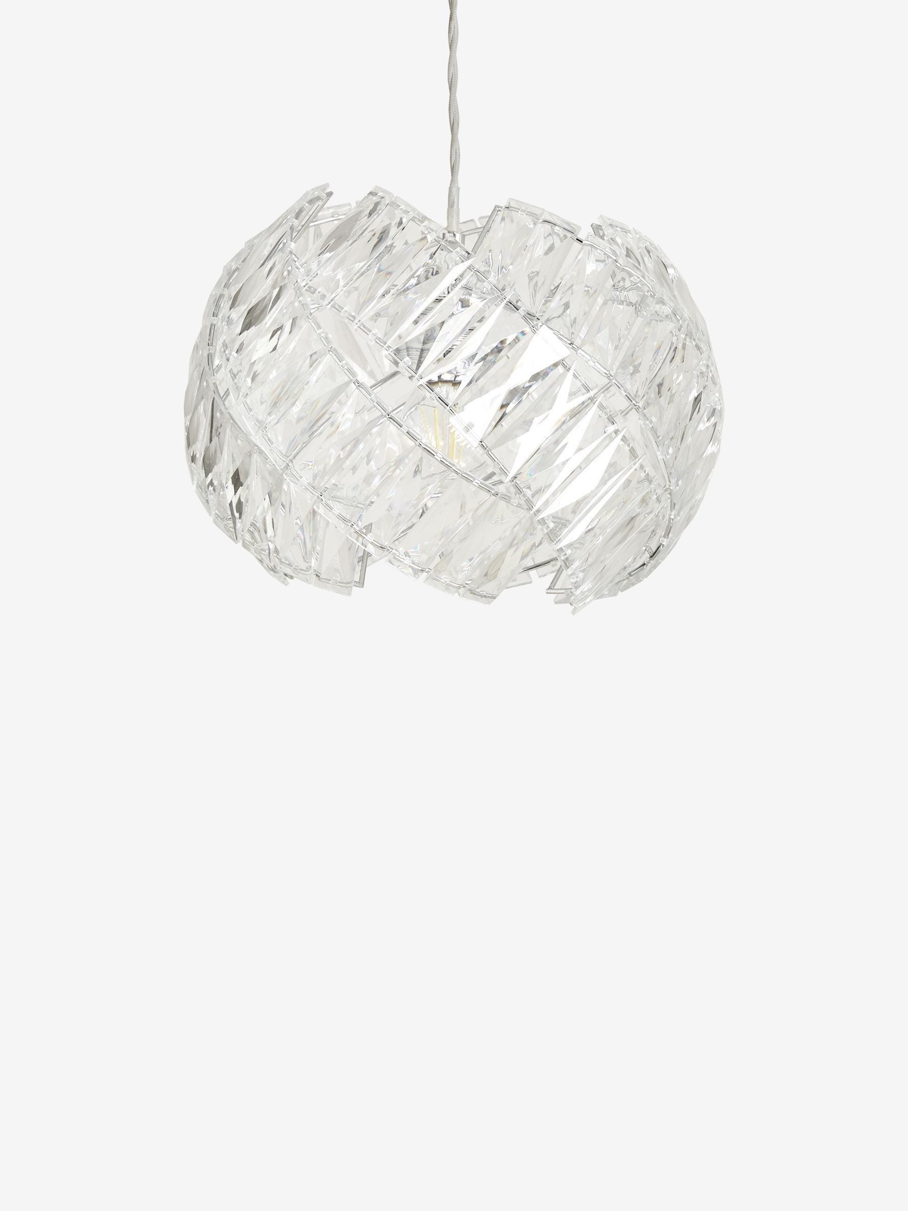 Chrome Belgravia ceiling light with faceted bead design, imported from the UK