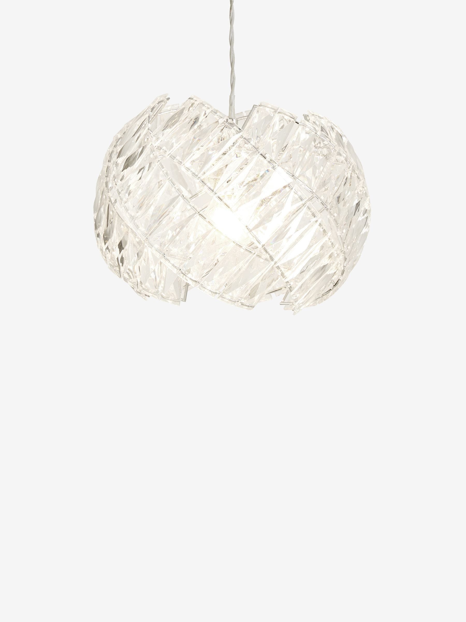 Chrome Belgravia ceiling light with faceted bead design, imported from the UK
