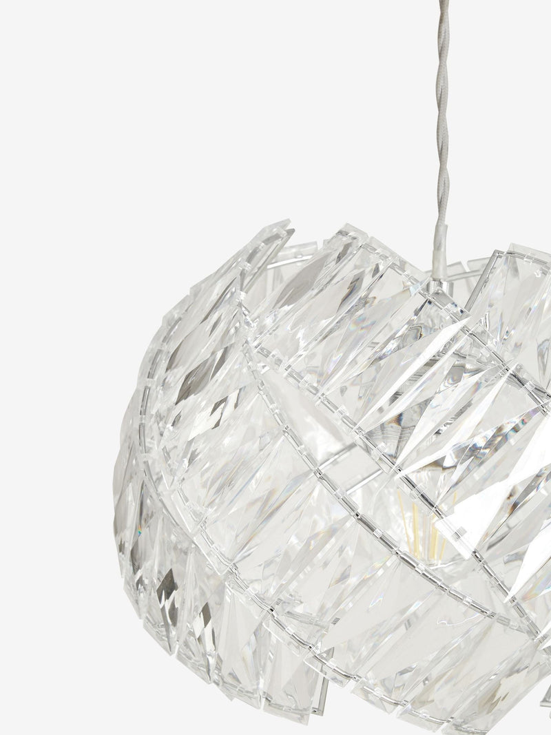 Chrome Belgravia ceiling light with faceted bead design, imported from the UK