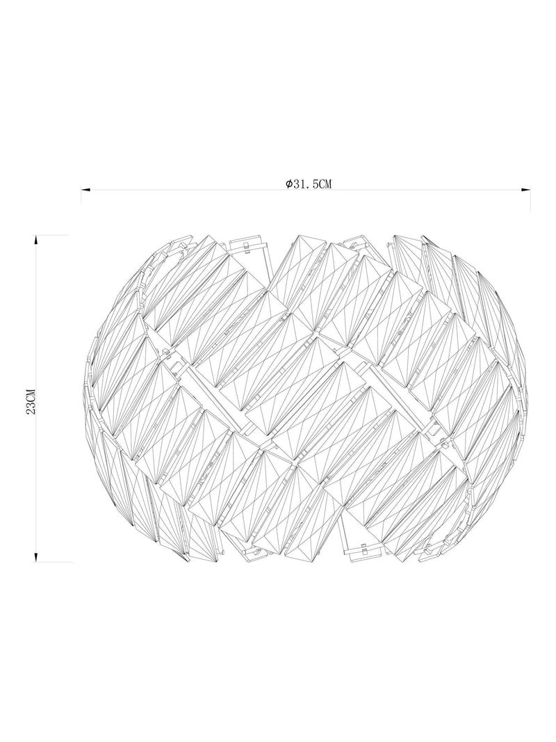Chrome Belgravia ceiling light with faceted bead design, imported from the UK