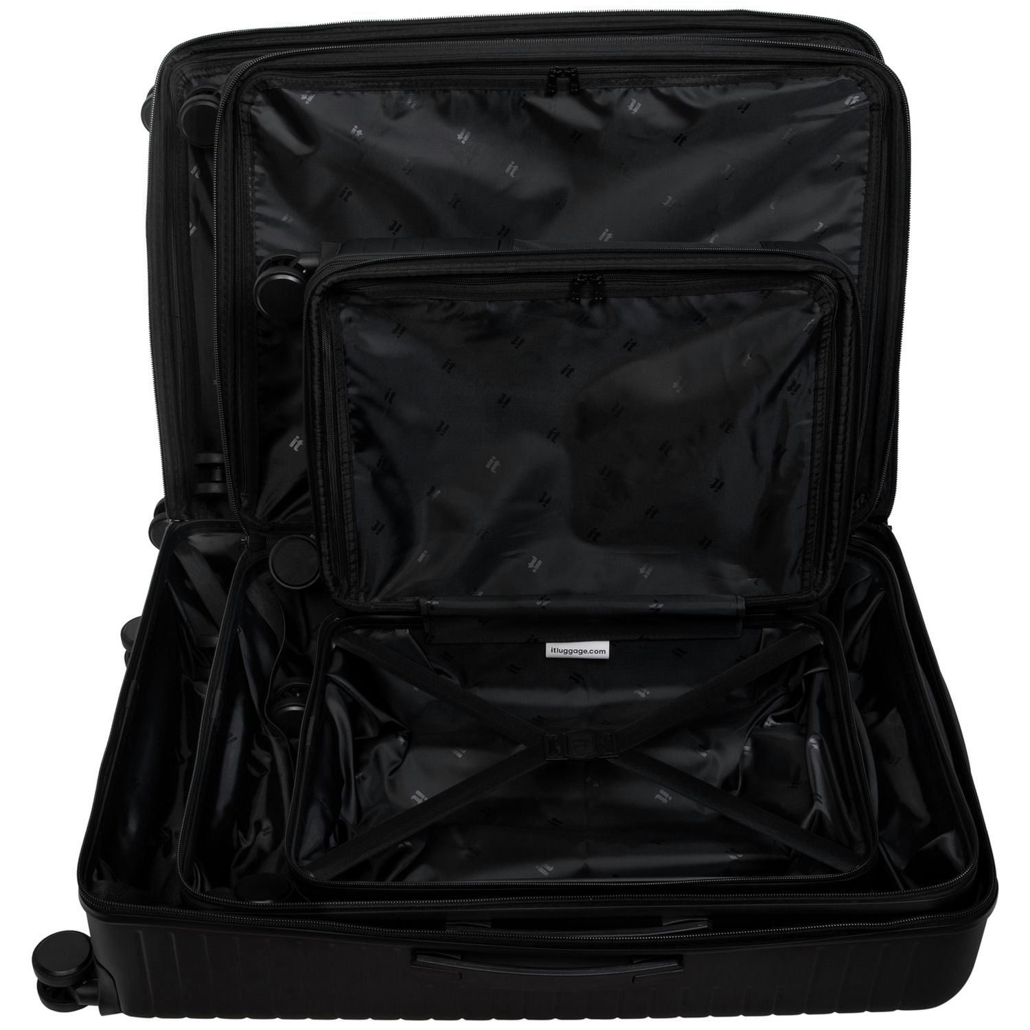 IT Luggage large expandable hard suitcase black (British brand)
