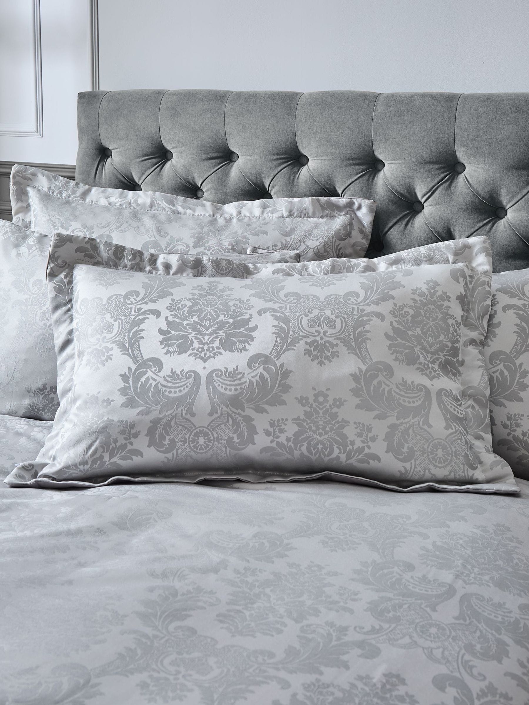 Catherine Lansfield damask jacquard quilted pillow sham pair (British brand)