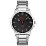 HUGO Men's Black Dial Silver Stainless Steel Bracelet Watch