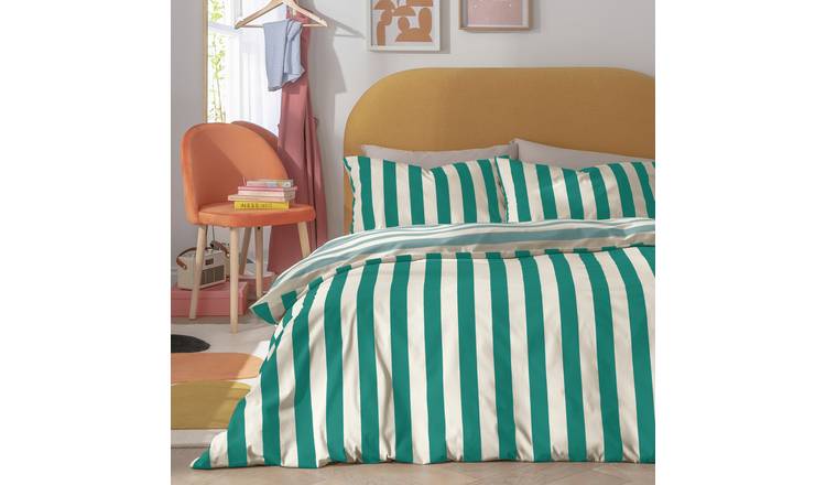 Habitat stripe green and white duvet cover set double, UK version