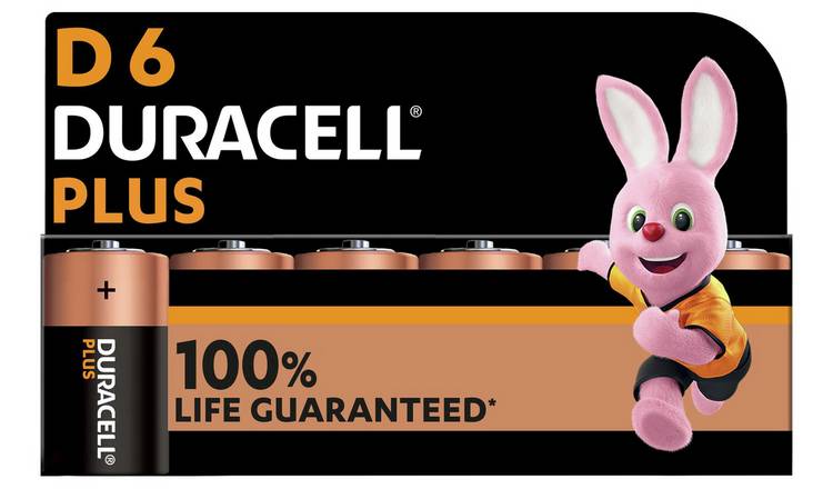 Duracell Plus Alkaline D batteries pack of 6 - British product