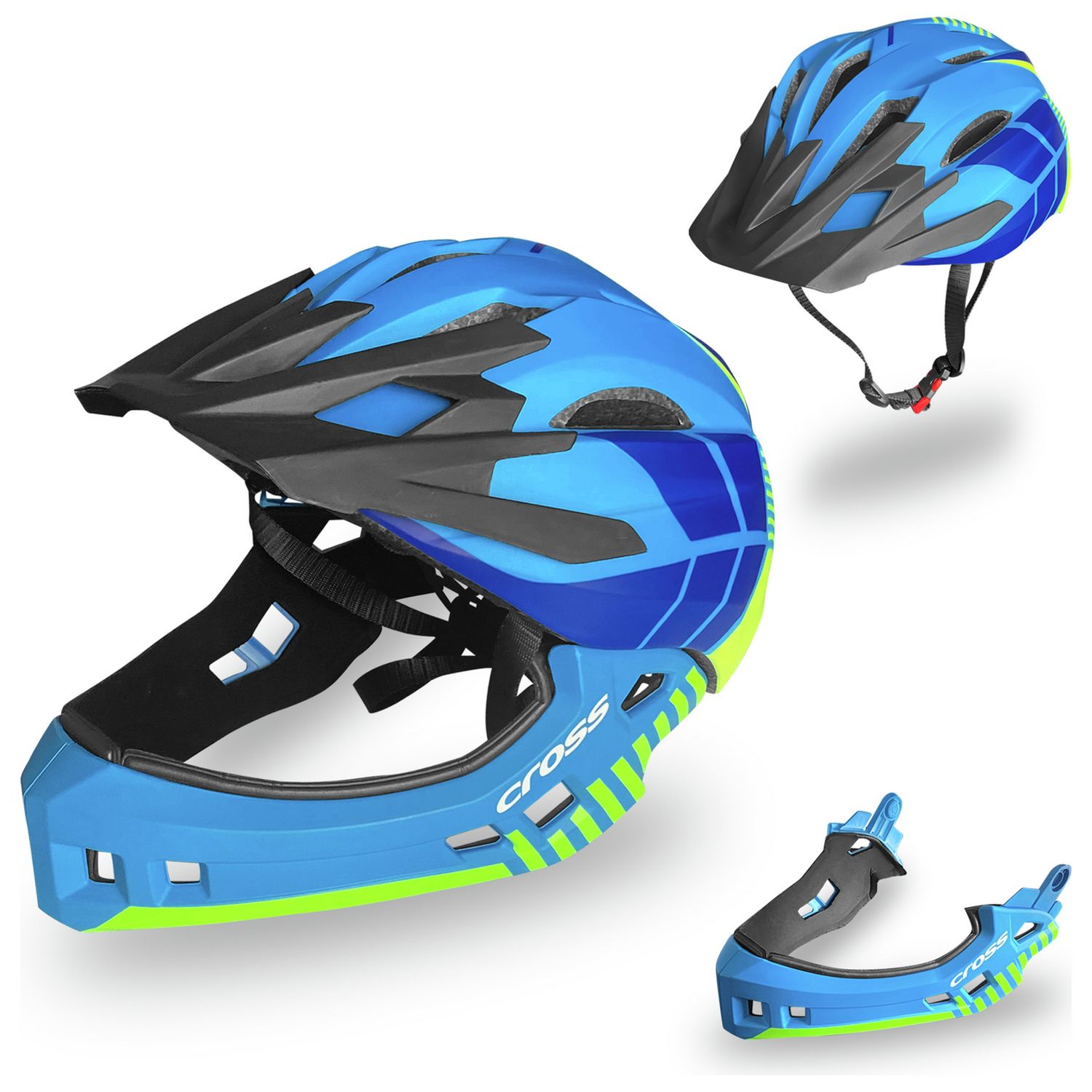 Cross Full Face Bike Helmet Blue 54-56cm, UK version