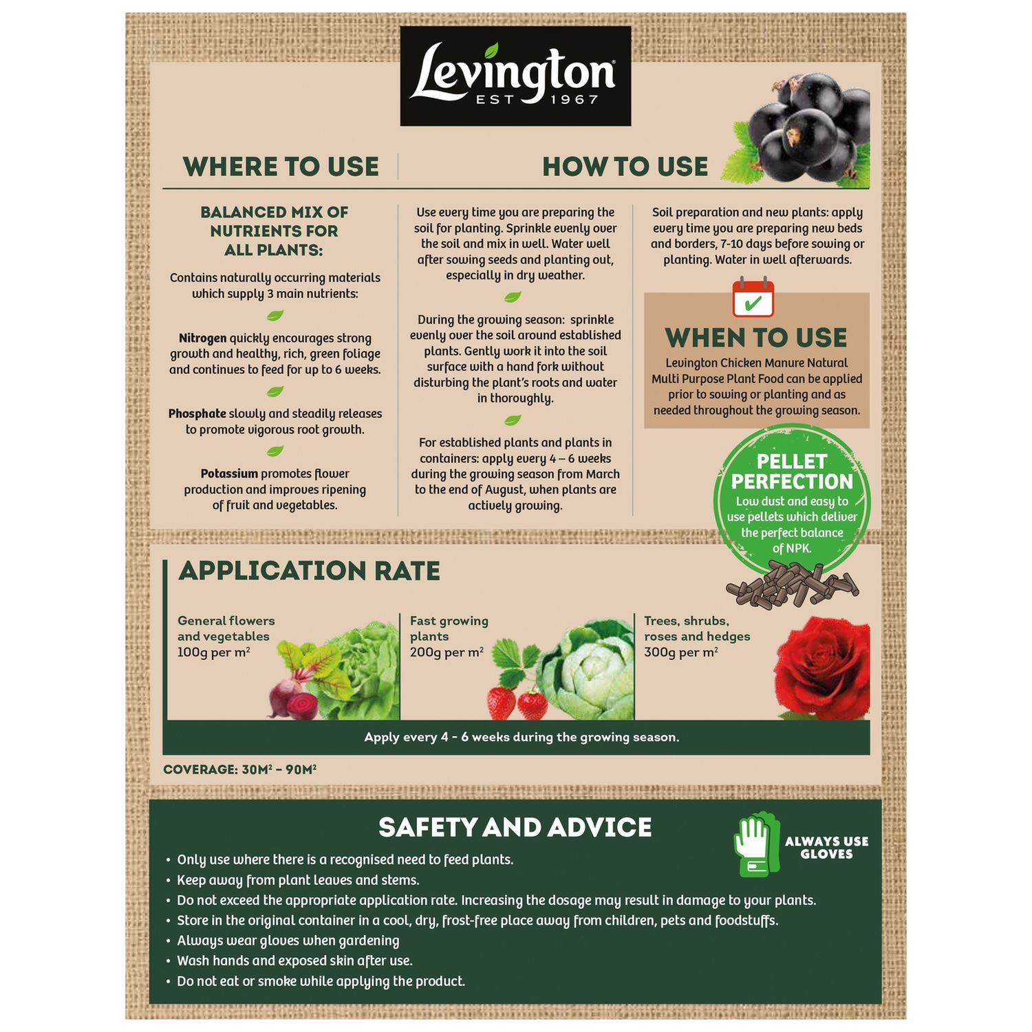 Levington chicken manure multi-purpose plant food 9kg, UK version