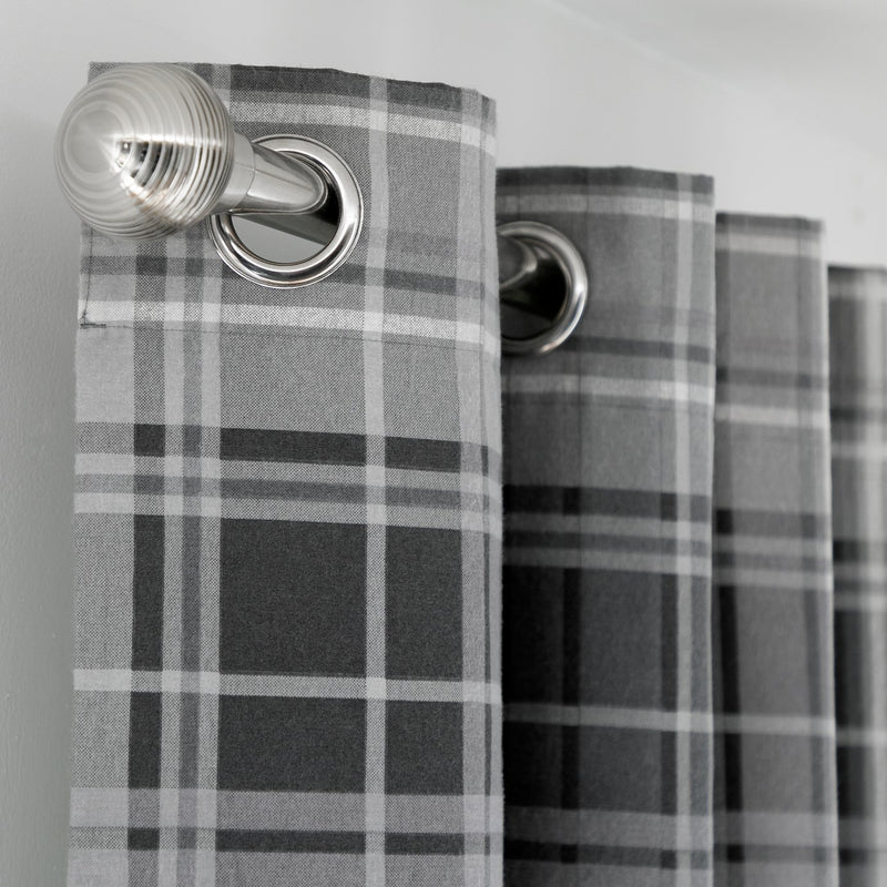 Habitat Check Eyelet Curtains Grey 229x229cm, UK version