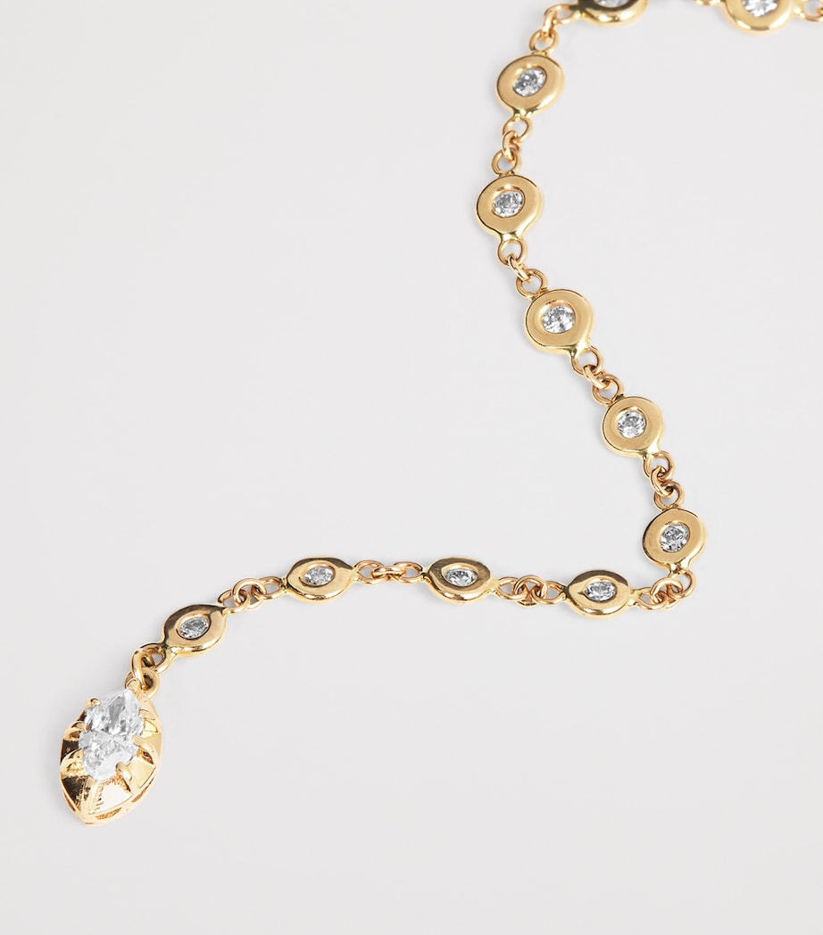 Jacquie Aiche yellow gold Sophia necklace with diamonds and emerald (British brand)