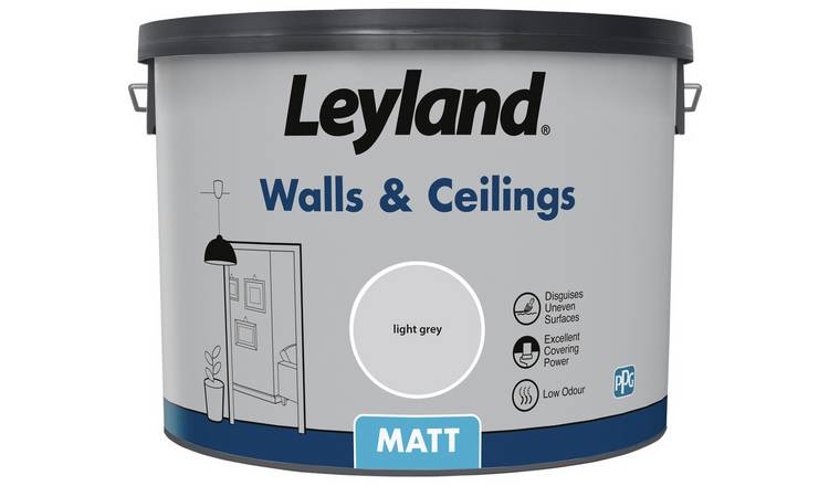 Leyland Wall & Ceiling Matt Paint Light Grey 10L, UK version