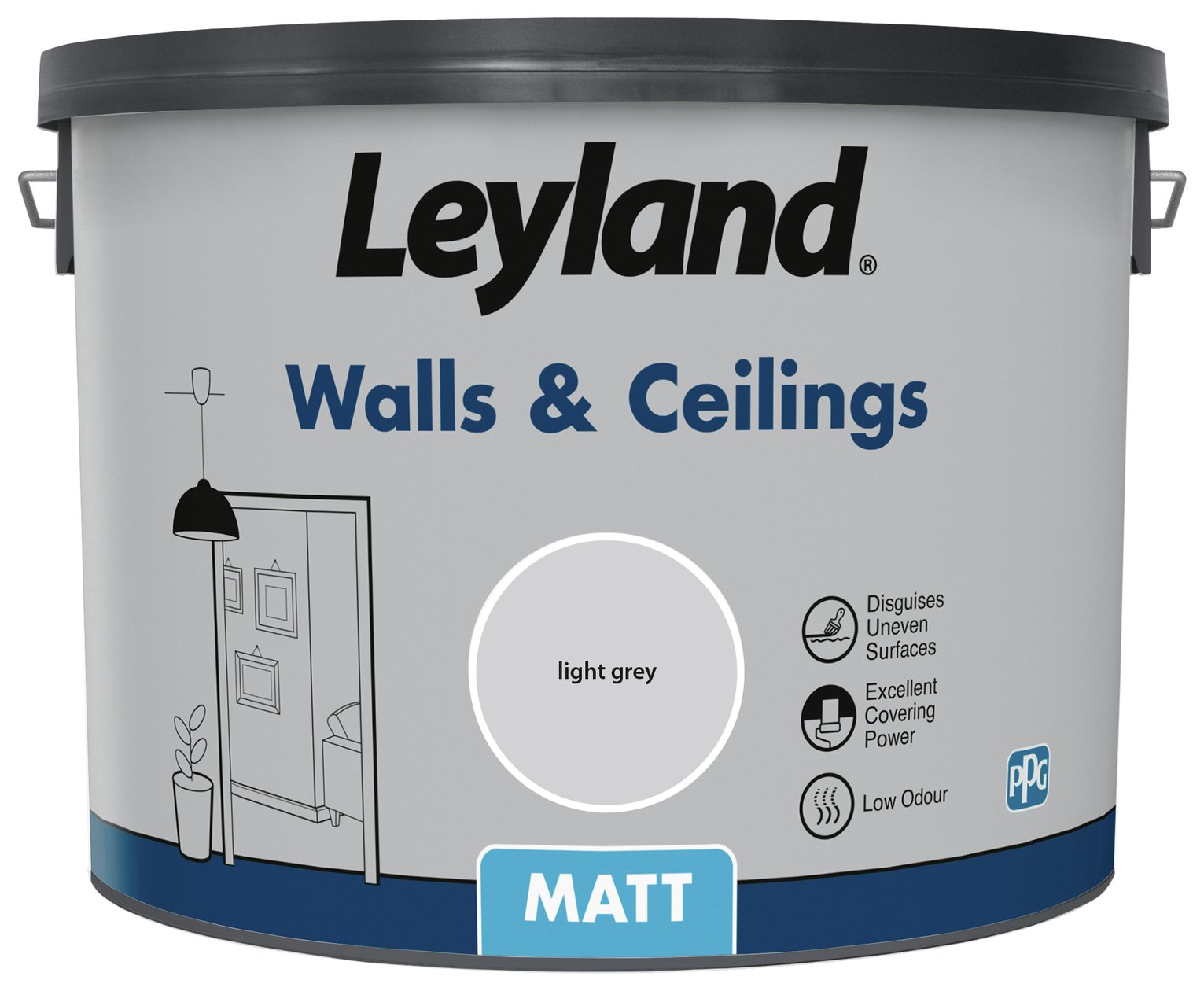 Leyland Wall & Ceiling Matt Paint Light Grey 10L, UK version