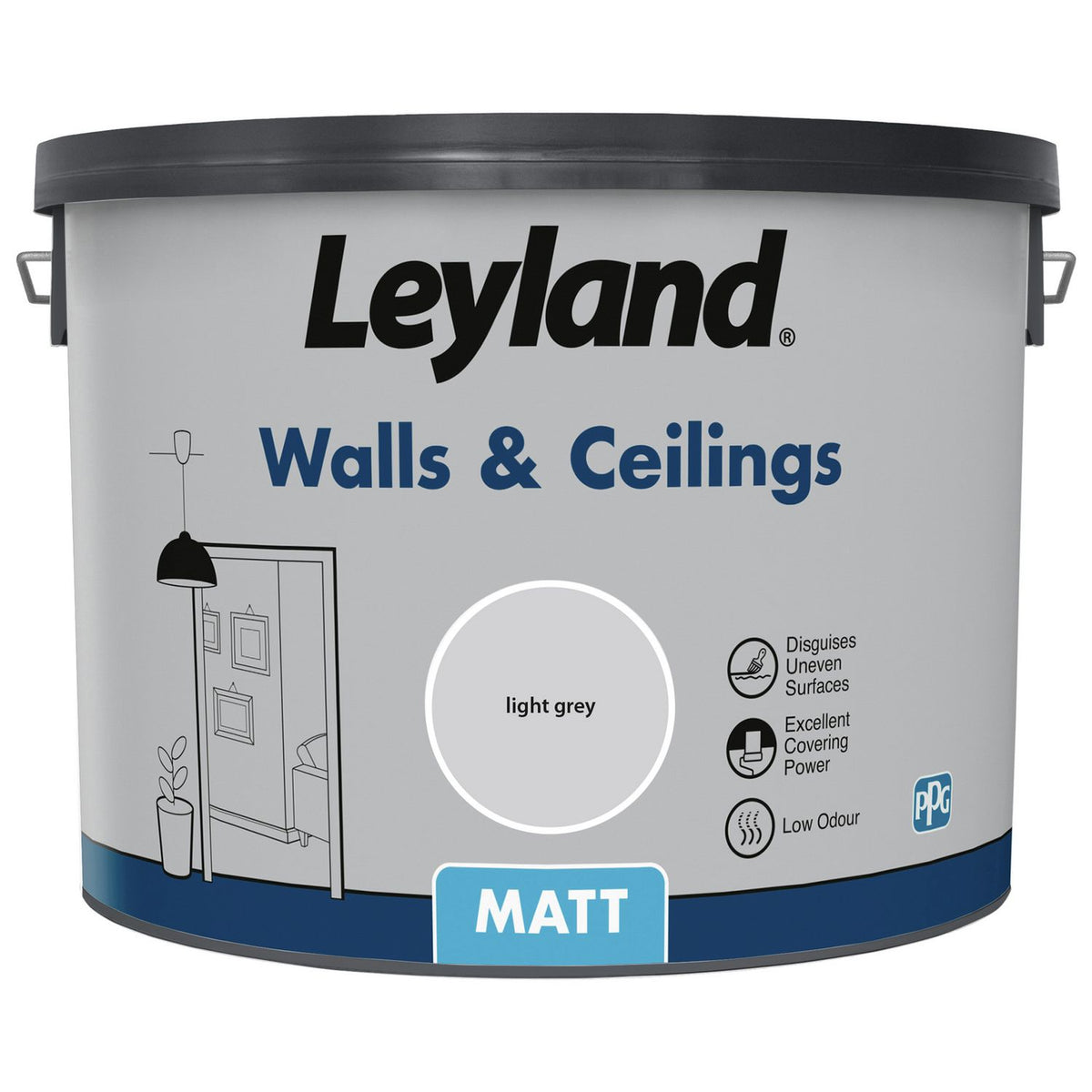 Leyland Wall & Ceiling Matt Paint Light Grey 10L, UK version