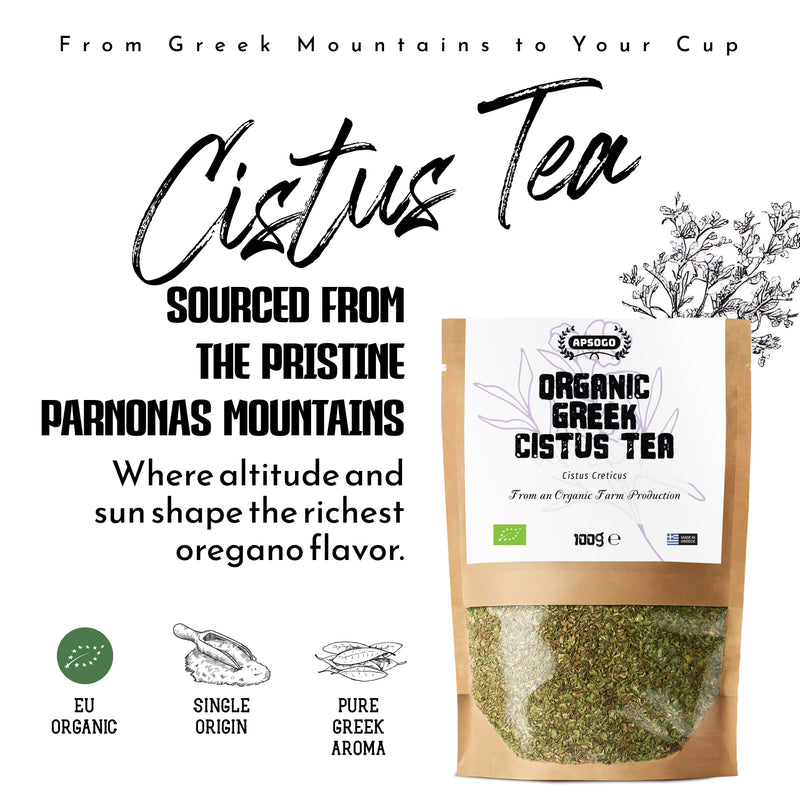 APSOGO organic cistus tea loose leaf 100g, imported from the UK