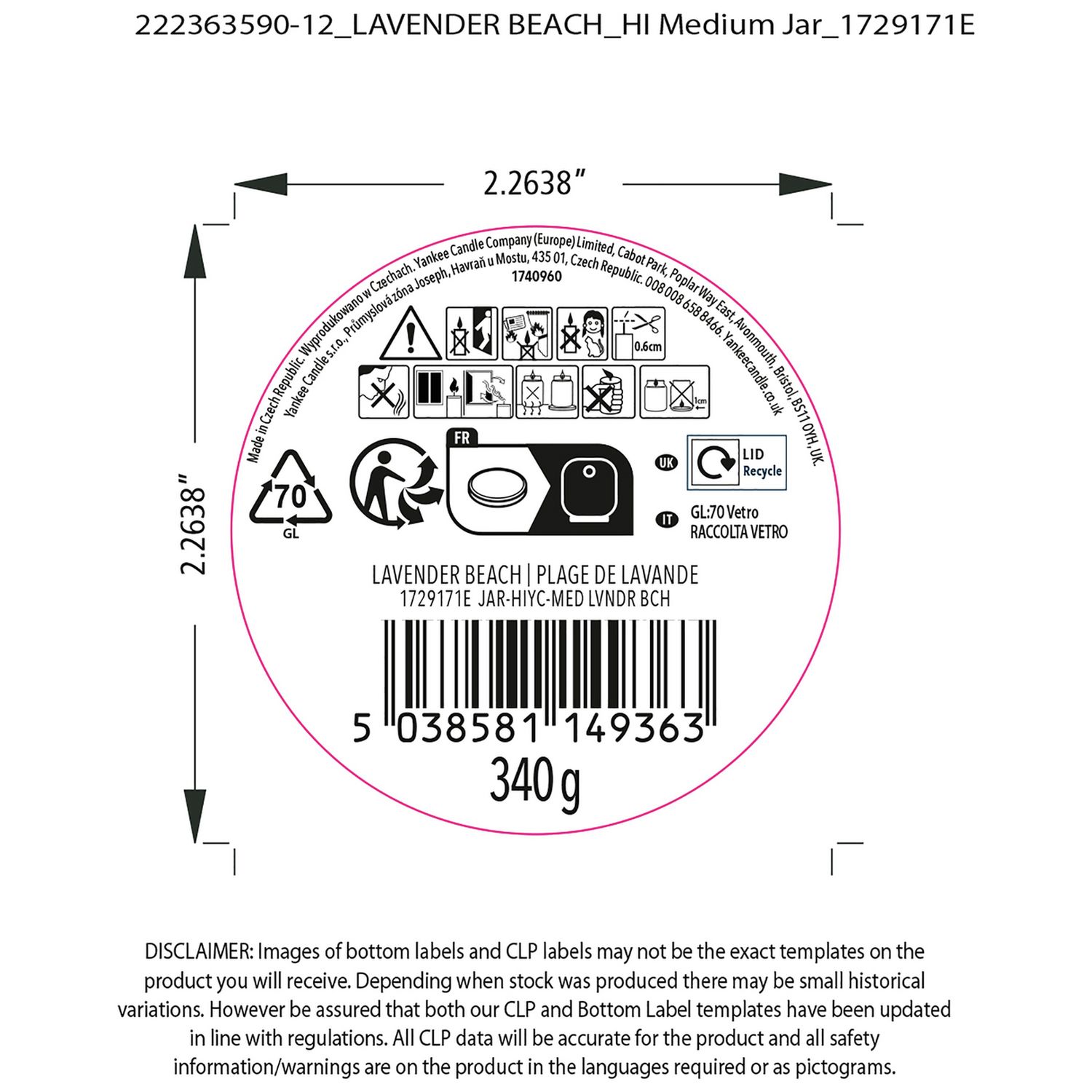 Yankee Candle Medium Jar Scented Candle Lavender Beach (British brand)