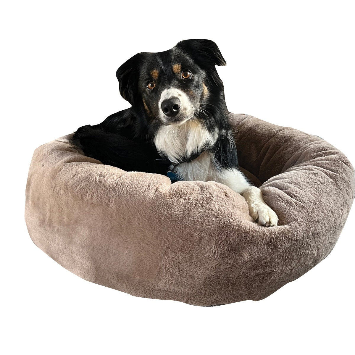 Mighty Paws Oval Faux Fur Pet Bed, 75cm x 24cm in Natural